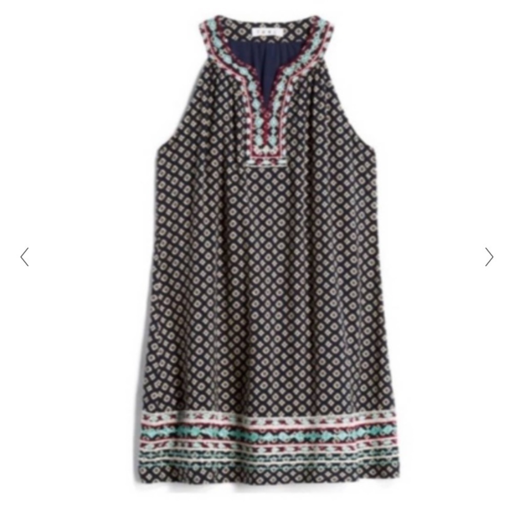 THML Fay Embroidered Sleeveless V-Neck Pattern Dress Shift Style Sx Small